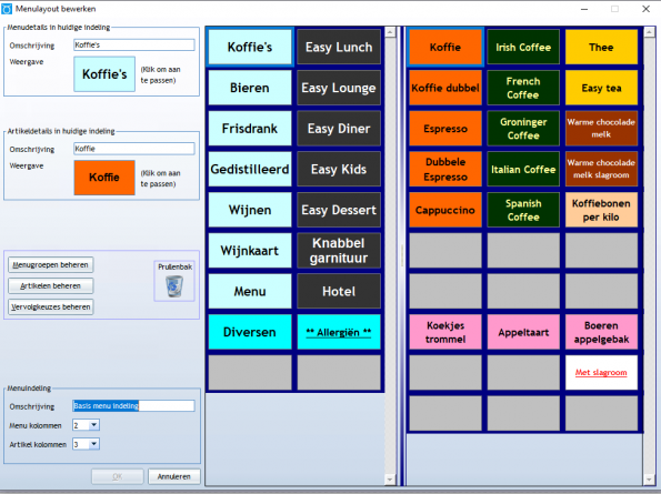 Menu- en artikelbeheer